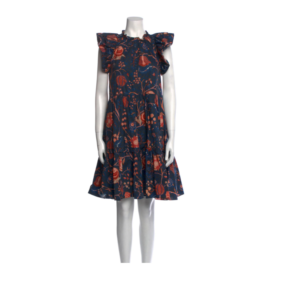 Ulla Johnson Floral Print Joan Ruffle Knee Length Dress